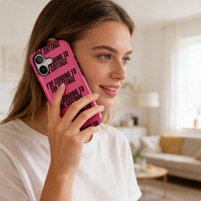 Personalized Hot Pink "I'm Coming To The Cottage" Phone Case for Hockey Fans Romance Gift