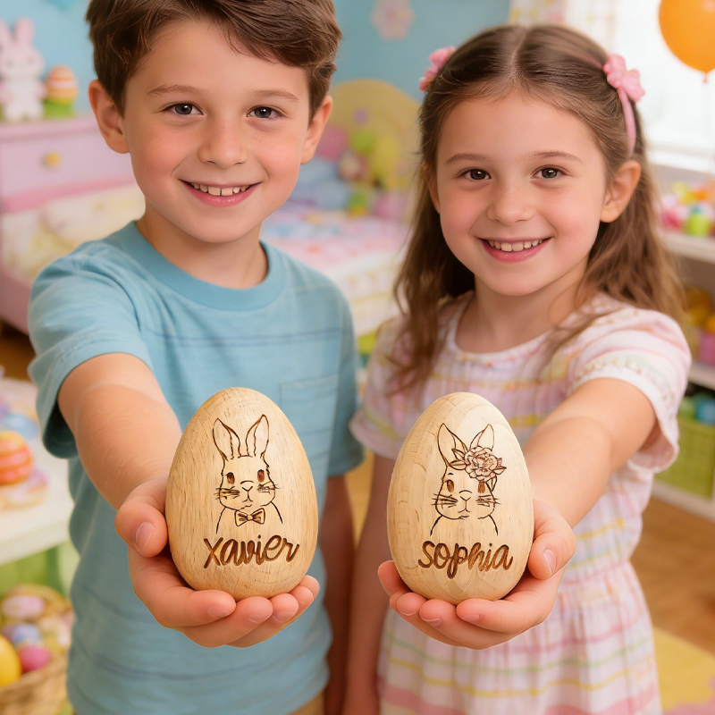 Personalized Personalized Wooden Easter Egg Engraved Bunny My First Easter Kids Easter Gifts Baby First Easter