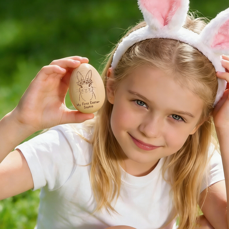 Personalized Wooden Easter Egg My First Easter Kids Easter Gifts Baby First Easter