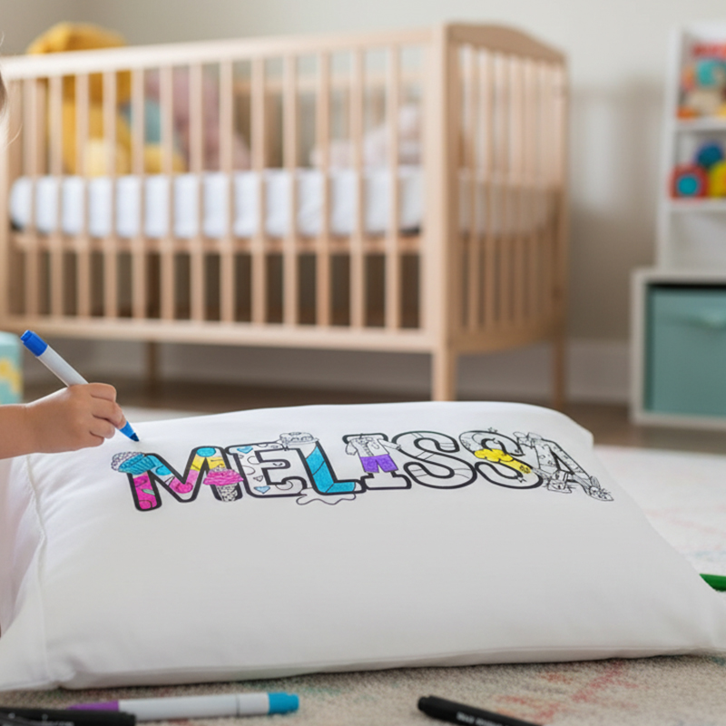 Personalized DIY Doodle Pillowcase for Kids Custom Name & Design Creative Gift for Parties and Fun Activities