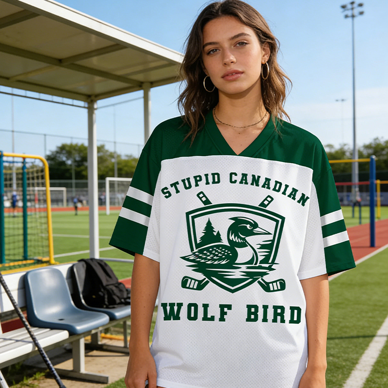 Personalized "Stupid Canadian Wolf Bird" Loon Hockey Mesh Jersey Custom Name and Number for Canada & Hockey Fans