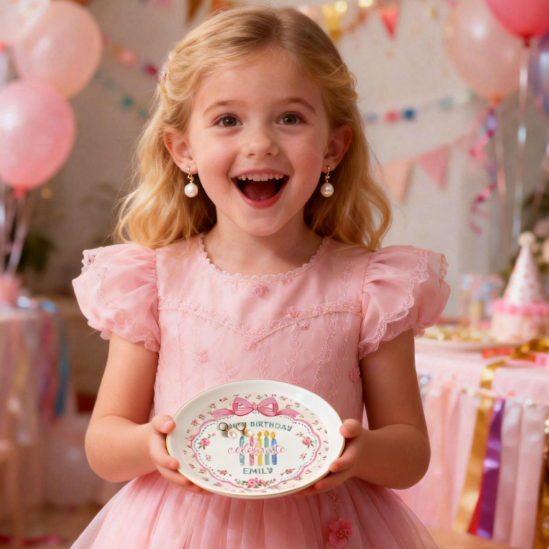 Personalized Birthday Jewelry Dish For Girls Custom Name Ceramic Trinket Tray Gift Birthday Gift