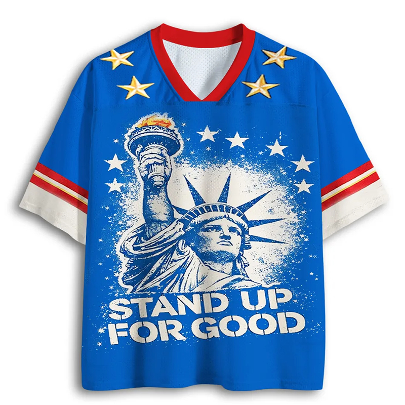 Personalized "Stand Up For Good" USA Liberty Mesh Jersey Patriotic American Sports Shirt  for 4th of July & American Pride Fans
