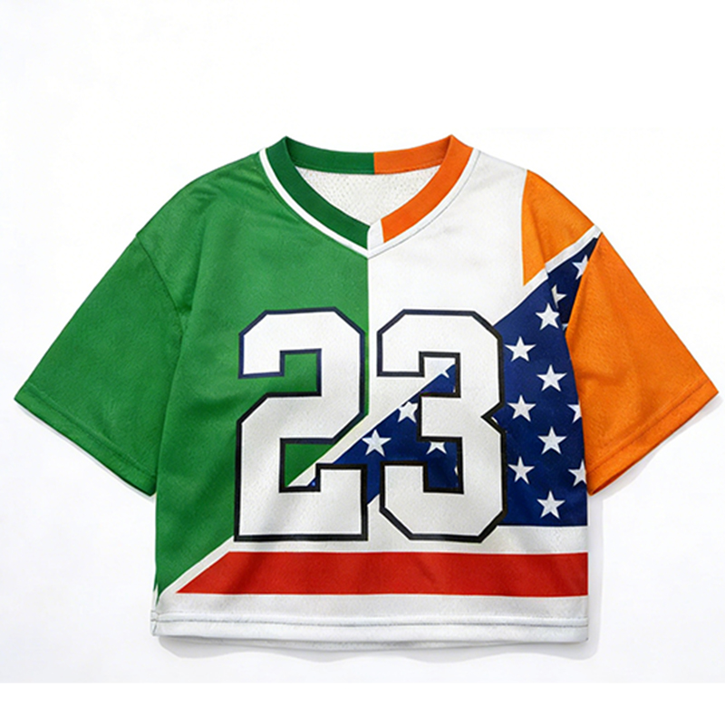 Personalized Irish American Crop Top Jersey Custom Number Patriotic & Trendy Wearers St Patrick's Day Shirt