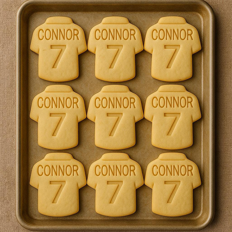Personalized Soccer Jersey Cookie Cutter with Custom Name and Number Design Team Gift for Kids  