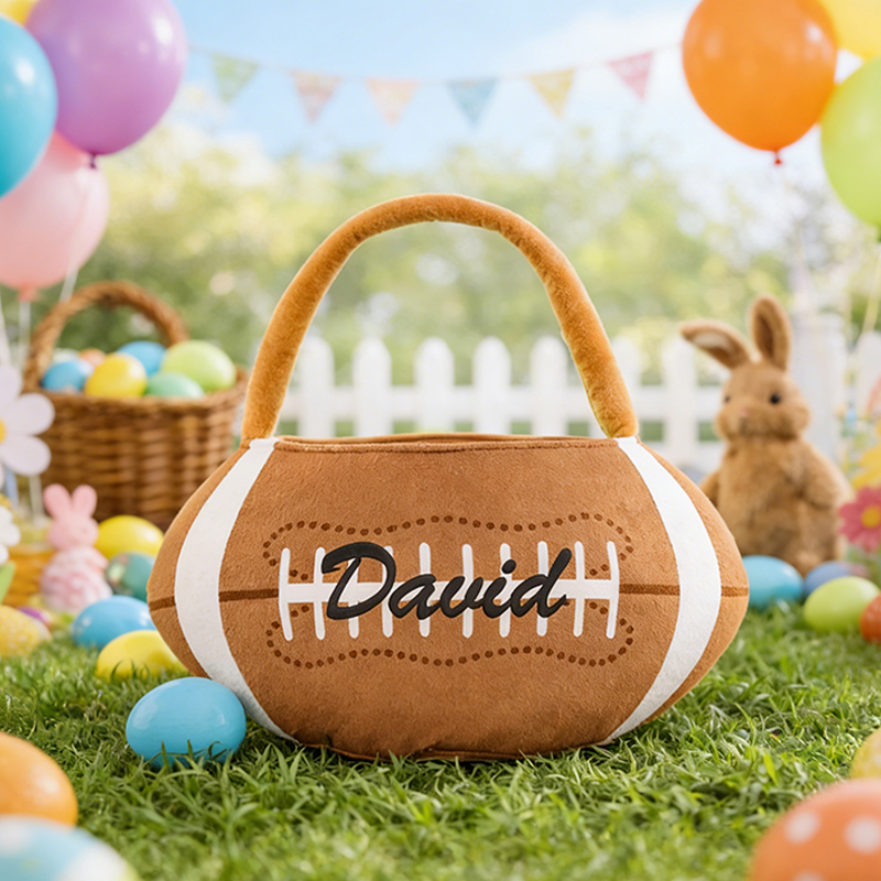 Personalized Football Easter Basket with Custom Name for Kids and Sports Fans Easter Gift