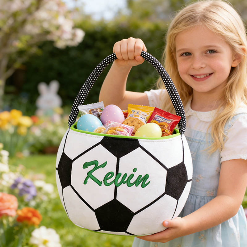 Personalized Soccer Easter Basket with Custom Name for Kids and Sports Fans Easter Gift
