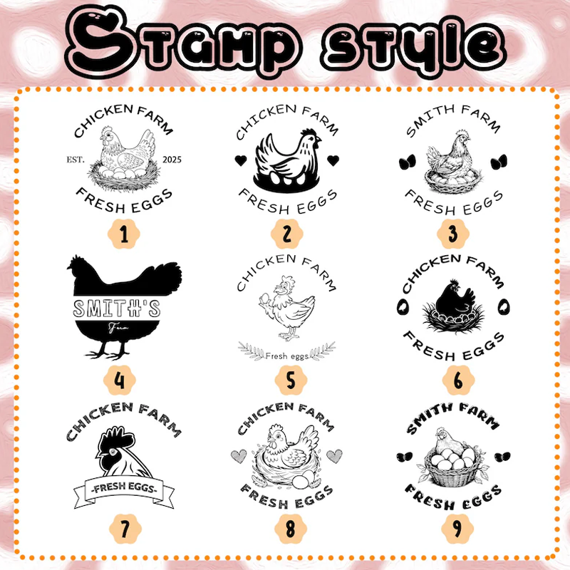 Personalised Eggs Stamp Chicken Coop Gifts for Farmer Name Stamp Chicken Egg Stamp Egg Stamp for Farmer Farmer's Market Egg Logo