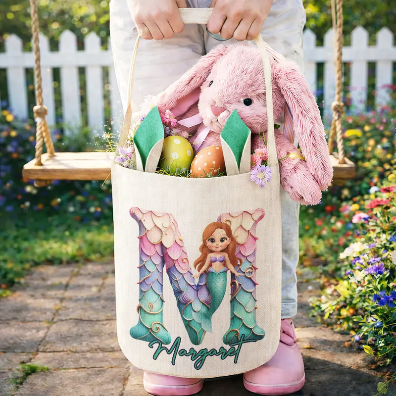 Personalized Happy Easter 3D Race Car Truck Dinosaur Mermaid Alphabet Bunny Ears Bucket Bag Easter Gift for Kids