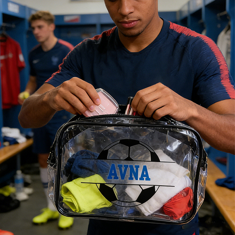 Personalized Soccer Clear Snack Bag with Custom Name for Team Members, Training and Travel