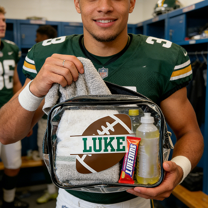 Personalized Football Clear Snack Bag with Custom Name for Game Day and Practice