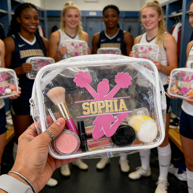 Personalized Cheer Team Clear Snack Bag with Name Cheerleading Snack Bag for Locker Room & Road Trips