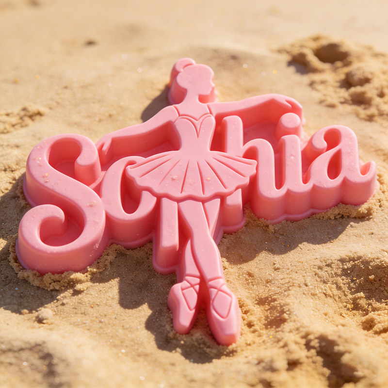 Personalized Multi-color Name 3D Printed Ballet Dancer Sand Mold 2-9 Letters Beach Vacation Essentials Play Birthday Gift for Family Kids