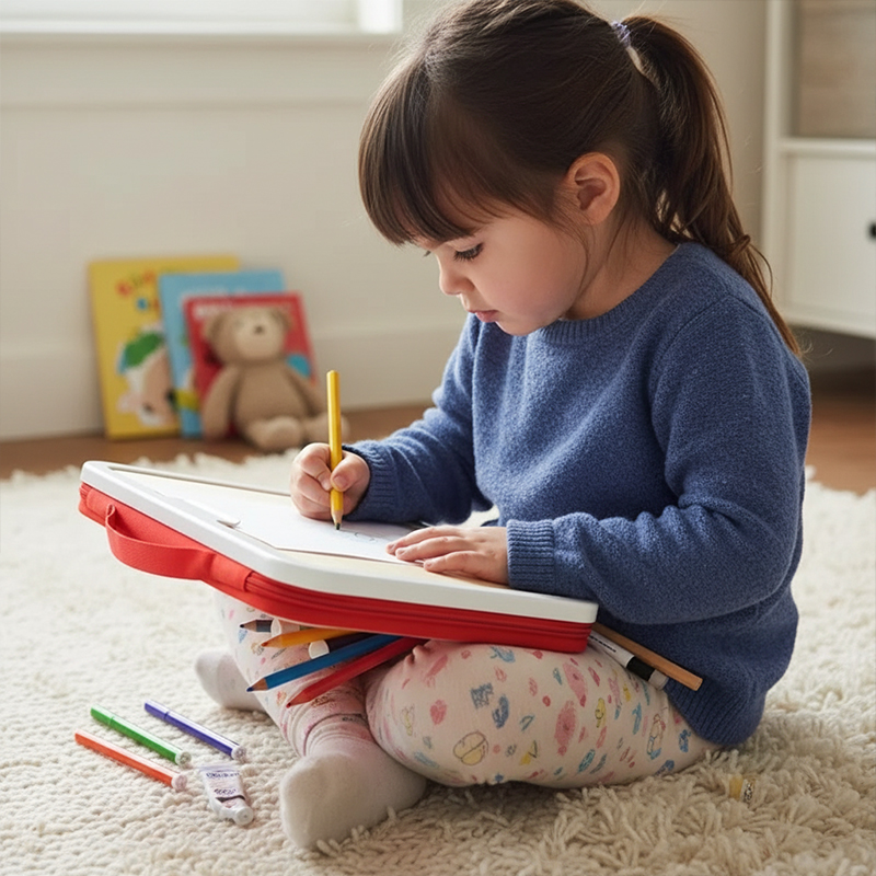Personalized Kids Art Box Double Sided Customizable Wooden Portable Drawing Board and Storage Case