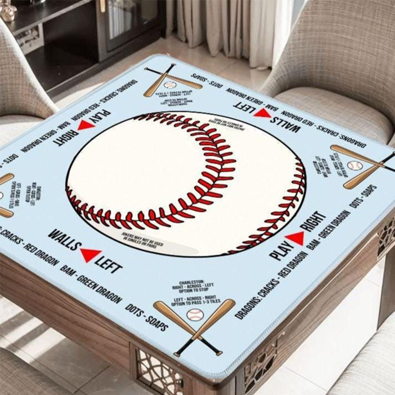 Personalized Baseball Lover's Mahjong Table Mat for Home and Team Clubhouse Play