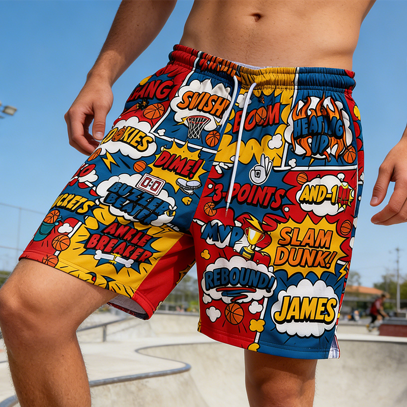 Personalized Comic Book Slam Dunk & Buzzer Beater Shorts for Basketball and Streetball Enthusiasts