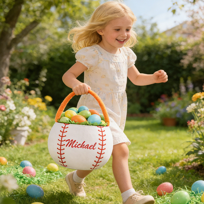 Personalized Baseball Easter Basket with Custom Name for Young Baseball Fans Sports Easter Gift