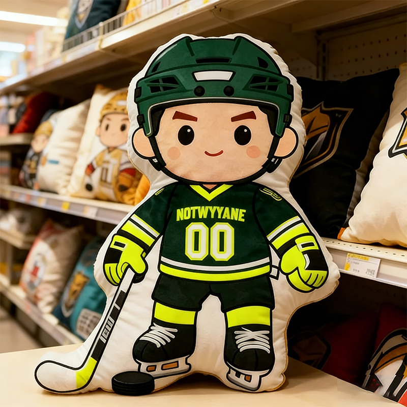 Personalized Ice Hockey Player Pillow with Custom Name and Number Perfect for Fans of All Ages