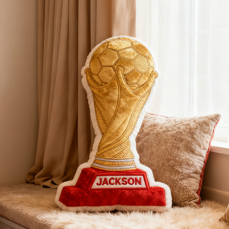 Personalized Graphic3DPrint Soccer Golden Trophy Pillow with Custom Name for Champions Graphic 3D Print