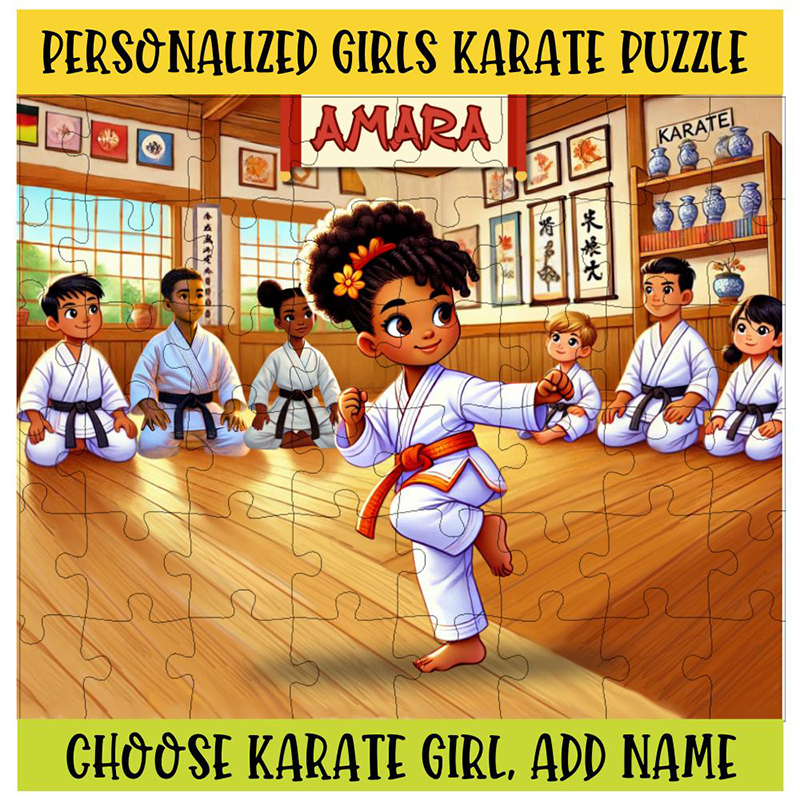 Personalized Karate Girl Puzzle Custom Name Jigsaw for Martial Arts Loving Girls Birthday Gift Karate Party Favor