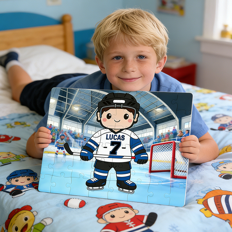 Personalized Ice Hockey Player Puzzle with Custom Name and Number for Ice Hockey Enthusiasts