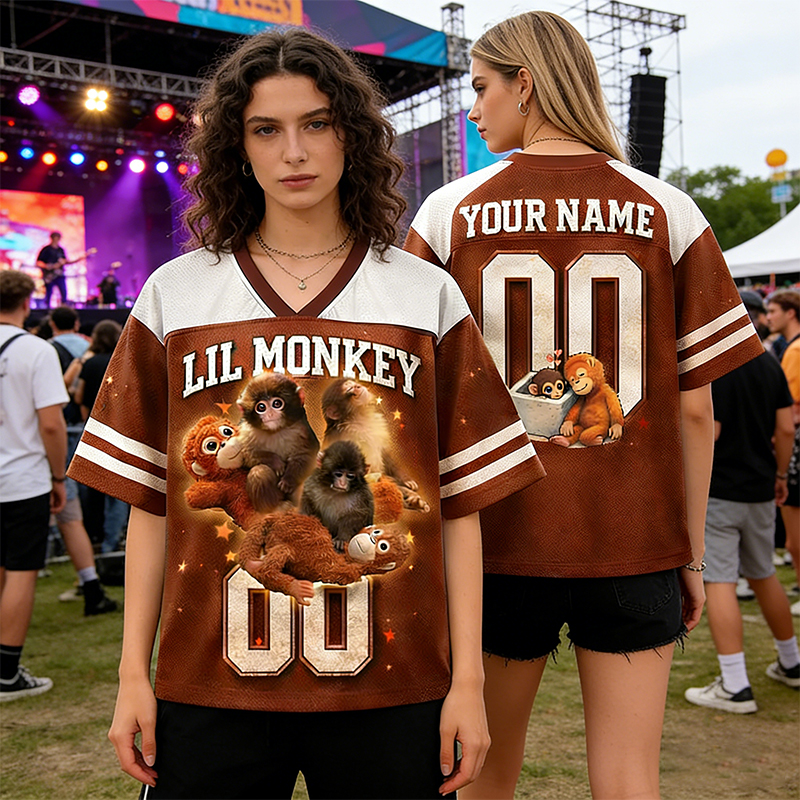  Personalized "Lil Monkey" Mesh Football Jersey Custom Name & Number for Animal Enthusiasts
