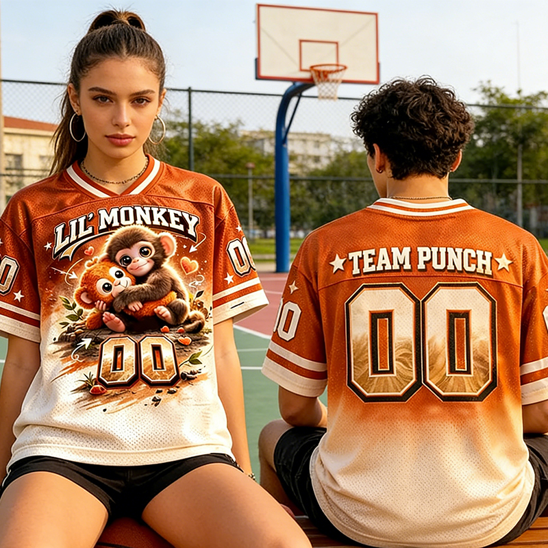 Personalized "Team Punch" Monkey Themed Mesh Jersey Custom Team Name & Number for Animal Fans