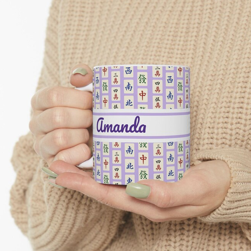 Personalized Matching Mahjong Mug Team Mahjongg Social Club Tile Pattern Coffee Cup Personalized Group Mah Jong Lover Hostess Gift Party Favor