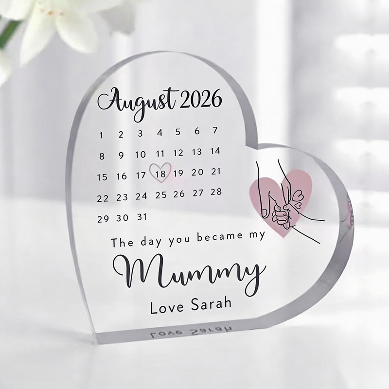 Personalised Day You Became My Mummy Date Heart from Daughter Son Mother's Day Birthday New Mummy Gift First Mother's Day 