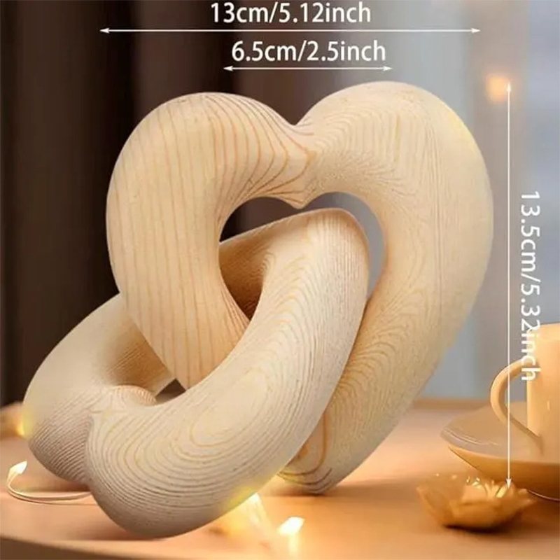 Personalized Wooden Heart Knot Sculpture with Names Unique Wedding & Anniversary Gift for Couples