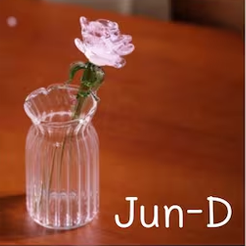 Handmade Pretty Glass Birth Month Flower Snowdrop Rose Larkspur Gift For Mom Family Birth flower Bouquet