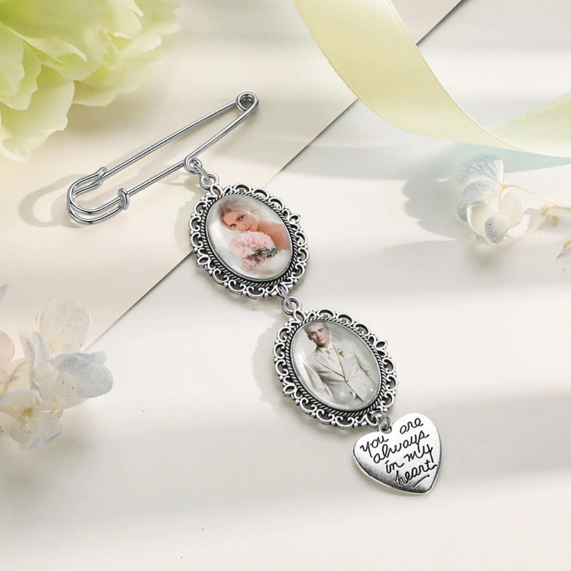 Personalized Bridal Bouquet Charm Custom Flower Bouquet Photo Charm Wedding Memorial Keepsake Memory Remembrance Pin Wedding Memorial Gifts
