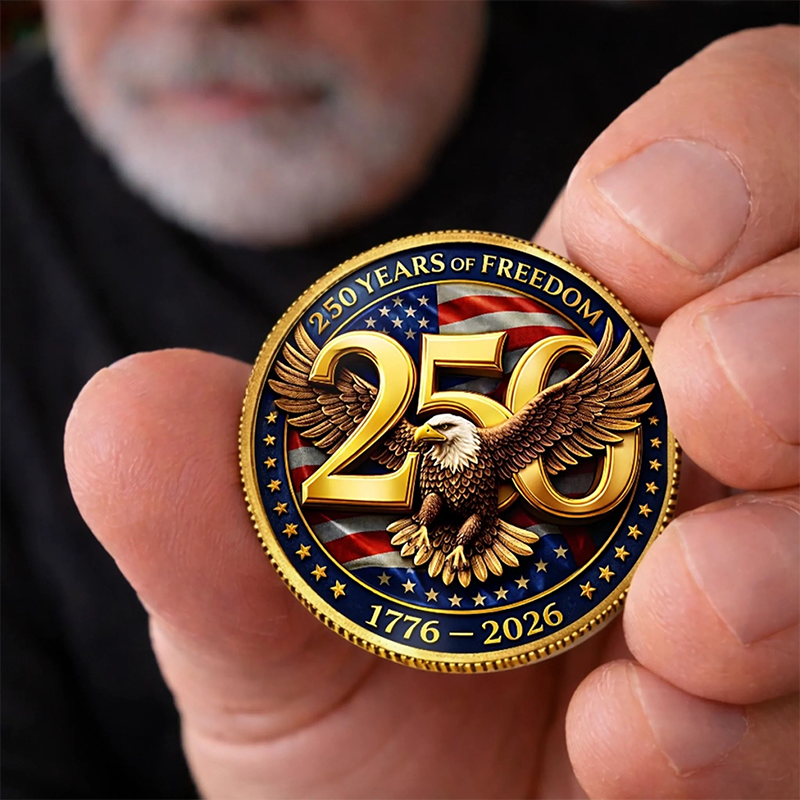 Commemorative Keepsake Coin America 250th Anniversary Gifts for Women Men United in Freedom and Pride