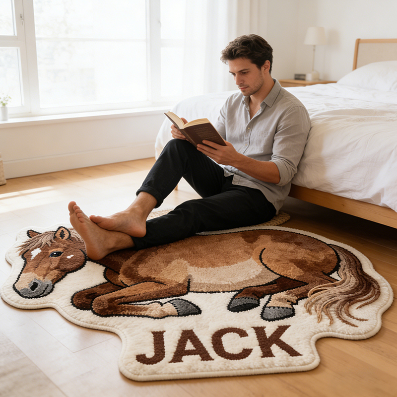 Personalized Equestrian Style Rug Horse Lover Gift for Bedroom or Playroom