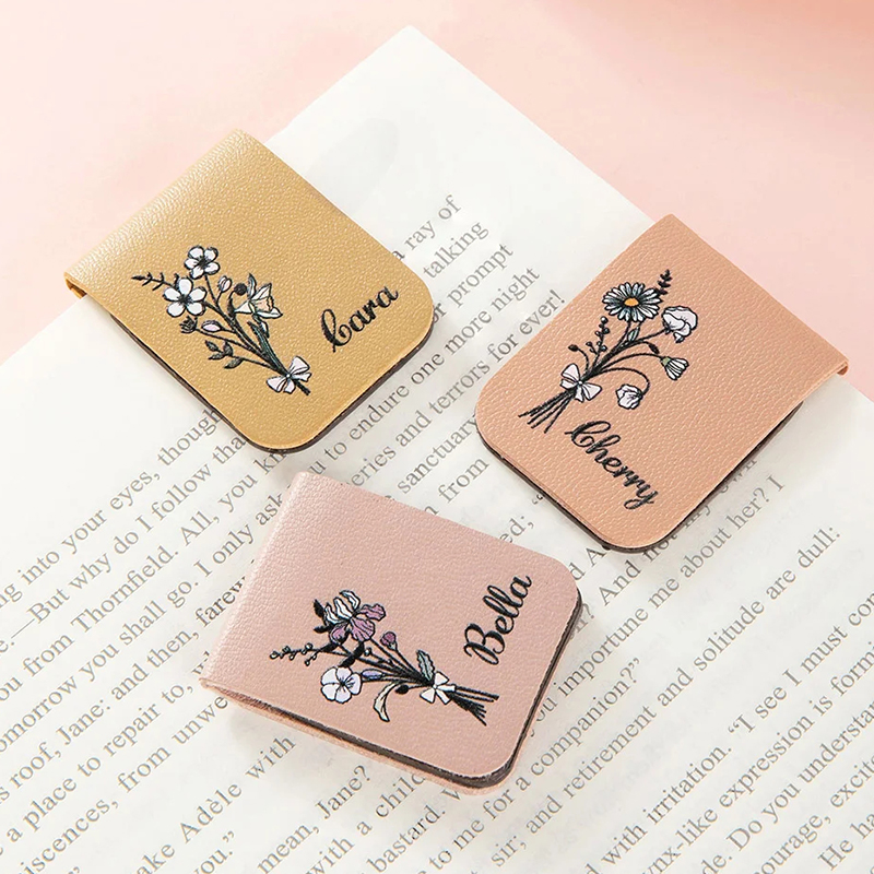 Personalized Birth Flower Magnetic Bookmark Custom Name Page Marker for Book Lovers