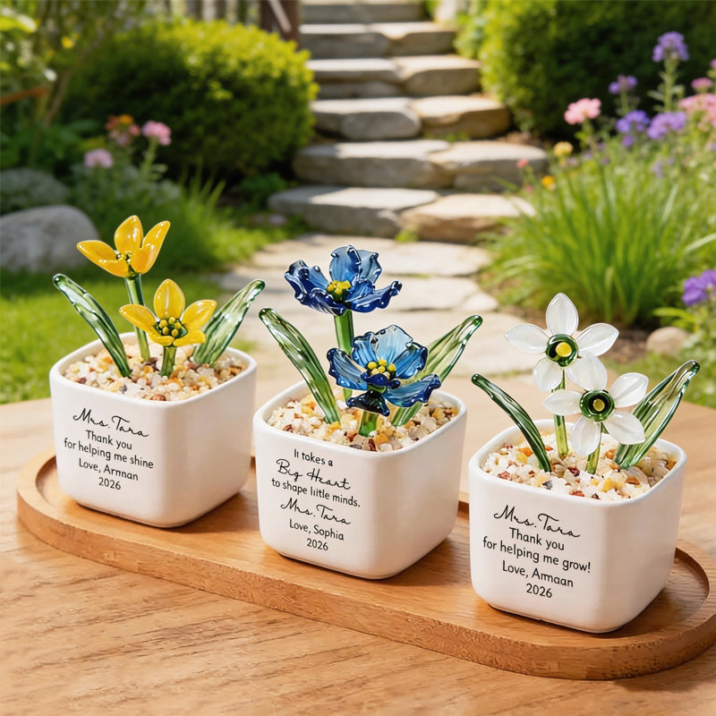 Personalized Teacher Appreciation Gift Glass Flower Pot Thank You Gift End of Year Gift Desk Decor Gift from Student 2026