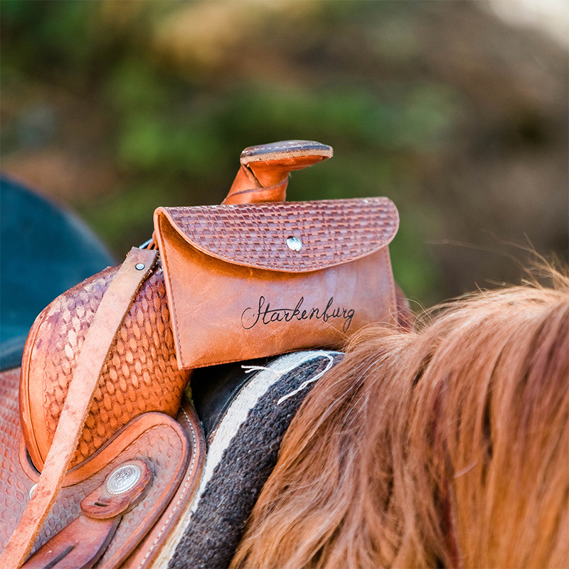 Personalized Horse Saddle Bag & Phone Holder Custom Name Equestrian Bag Rustic Western Keepsake for Horse Enthusiasts