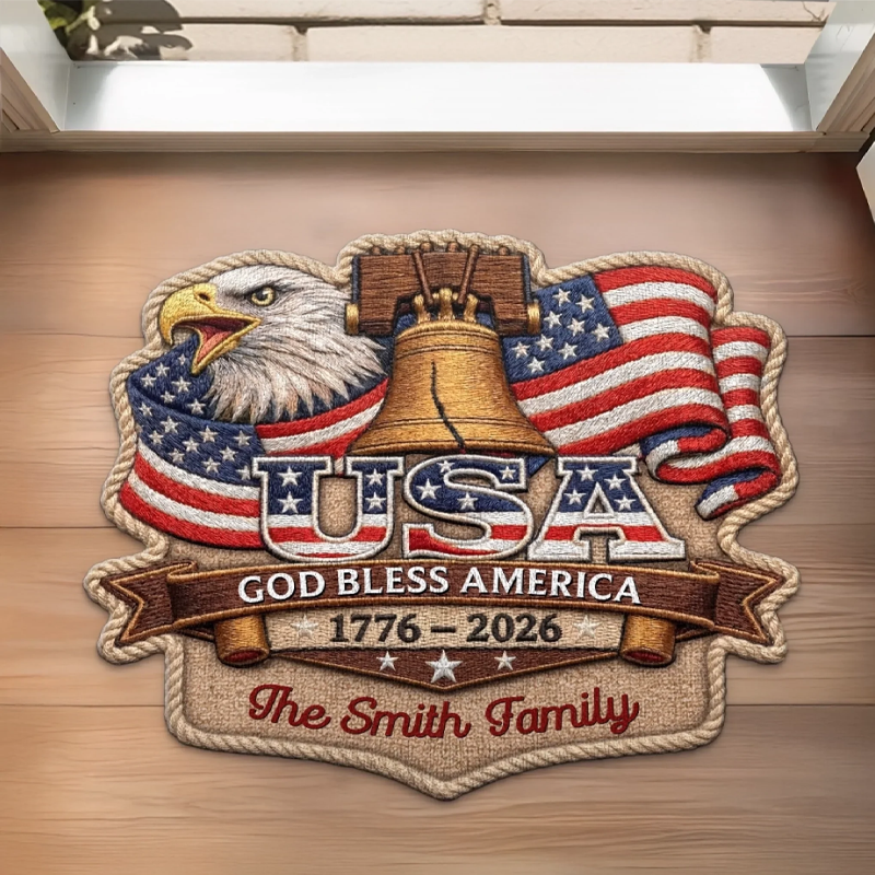 Personalized America 250th Doormat Anniversary Gifts for Mom Dad Brother Sister Kids Spirit of Liberty Lives