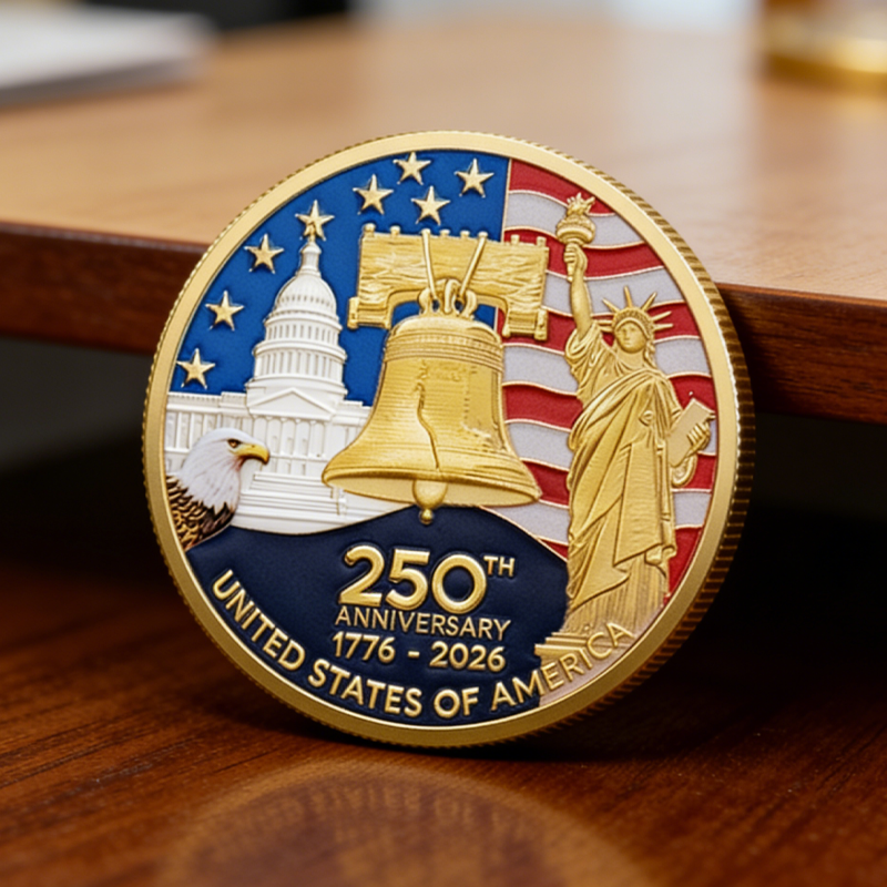 Commemorative Keepsake Coin America 250th Anniversary Gifts for Women Men Strong Roots Bright Future