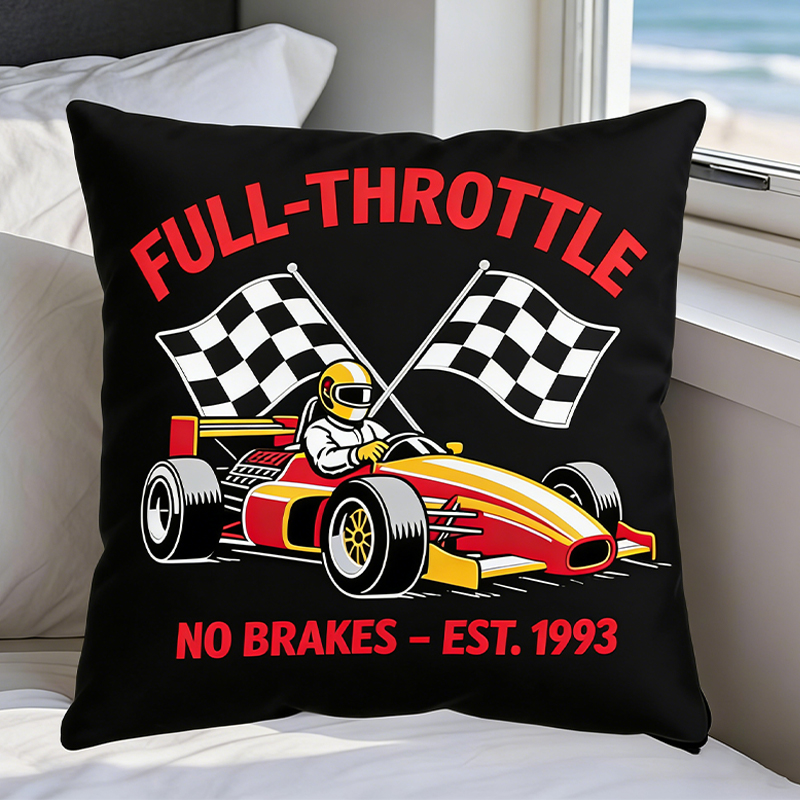 Personalized Formula Racing Pillow Custom Text Gift for Car Enthusiasts and Racing Fans
