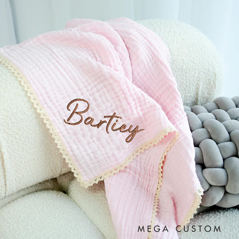 Personalized Knit Baby Blanket Embroidery Gift for Baby Shower Newborn Baby Gifts