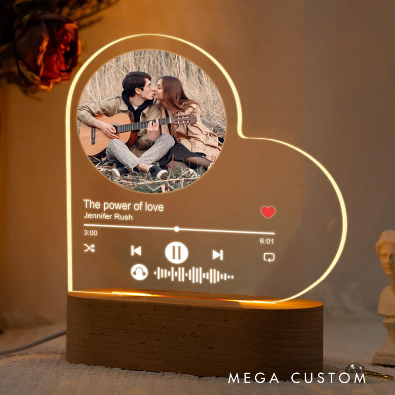 Personalized LED Song Plaque Couple Heart Night Light Custom Music Night Light Music Prints Photo Frame Lamp