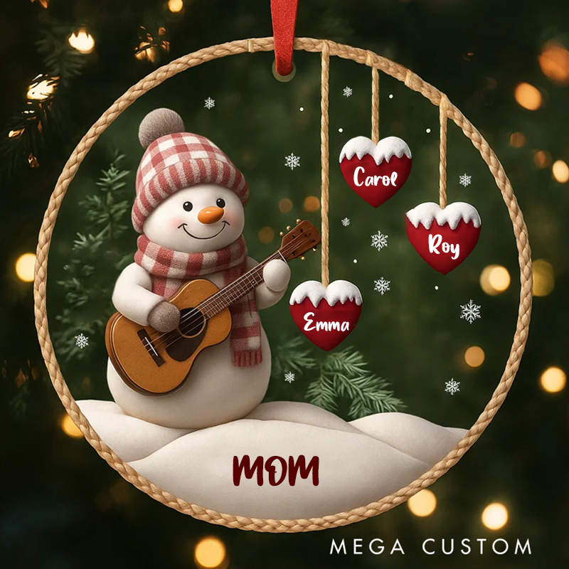 Personalized Family Names Christmas Ornament Acrylic Snowman Ornament Christmas
