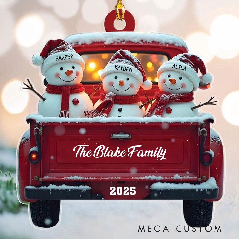 Personalized Snowman Christmas Ornament Red Truck Christmas Ornament Snowman Ornament Custom Name Ornament