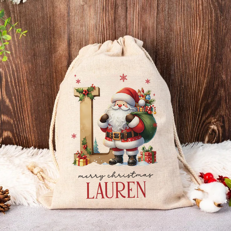 Personalized Santa Claus Christmas Gift Bags Custom Santa Design Christmas Bag Christmas Present Bag Holiday Gift Bags for Kids