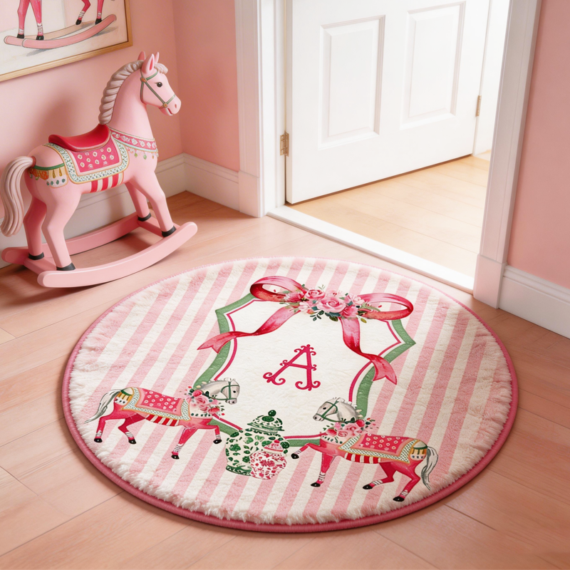 Personalized Monogram Mockingbird Florals Design Doormat Gift for Equestrian Riding Lovers Hourse Lover Gifts