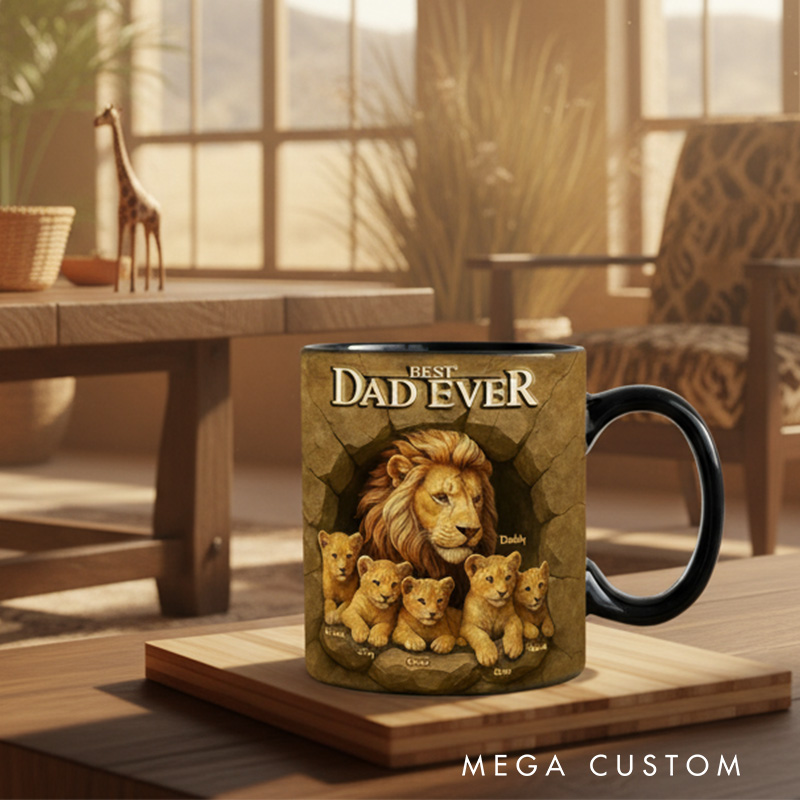 Personalized Best Lion Dad Mug TV Show Mug Movie Lover Gift for Dad Father Family Father's Day