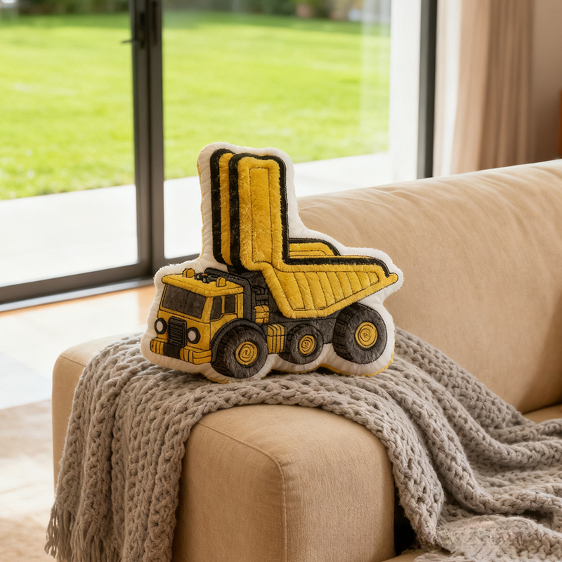 Personalized Letter Shaped Pillows With A Construction Vehicle Pattern Are Suitable For Children's Room Decoration And Play Soft Cartoon Vehicle Throw Pillows Great Gift For Boys For Children