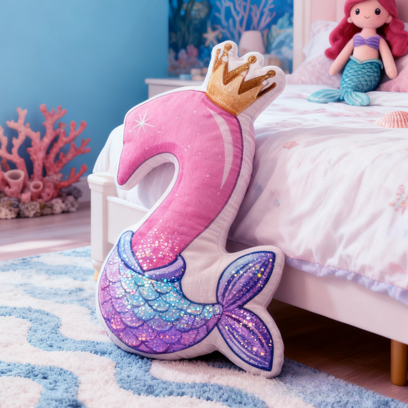 Personalized Dreamy Mermaid Graphic 3D Print Pillow Christmas Gift for Kids Birthday Gifts