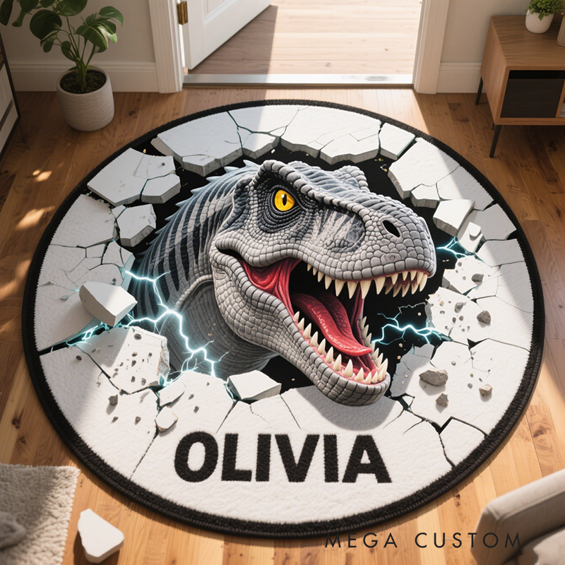 Personalized Cartoon Kids Dinosaur with Name Soft Rug Christmas Gift for Kids Rug Birthday Gifts for Kids